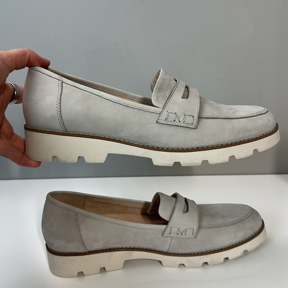 Vionic Light Gray Suede Penny Loafers - Picture 13 of 13